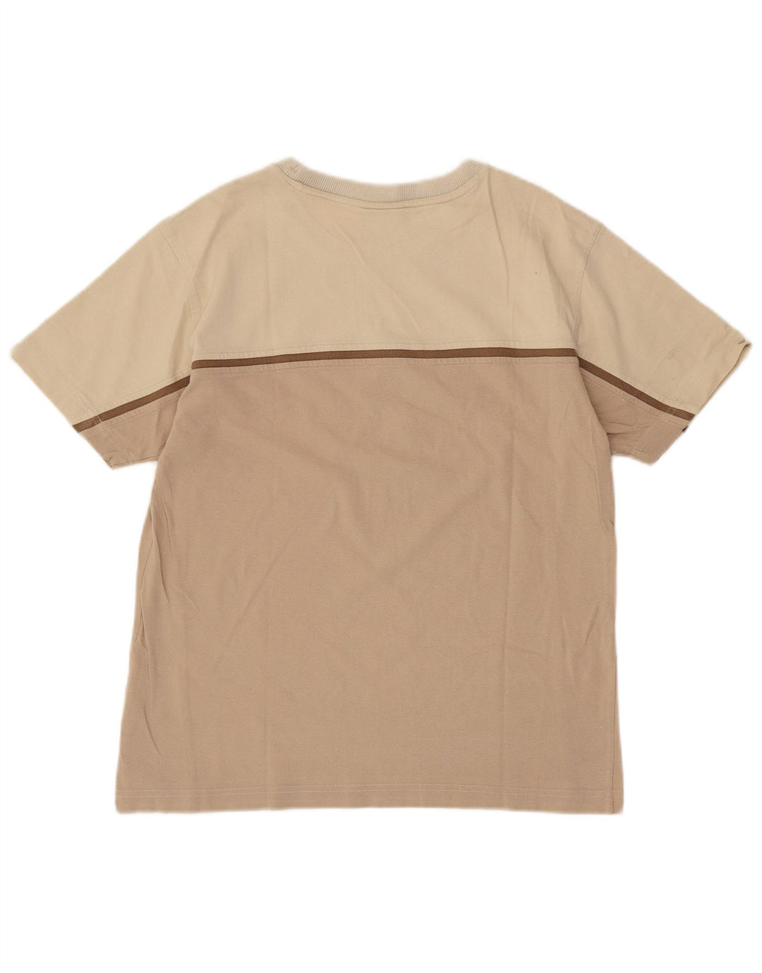 CHAMPION Mens T-Shirt Top Small Beige Colourblock Cotton