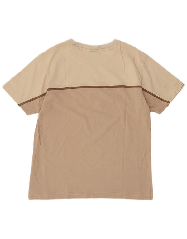 CHAMPION Mens T-Shirt Top Small Beige Colourblock Cotton