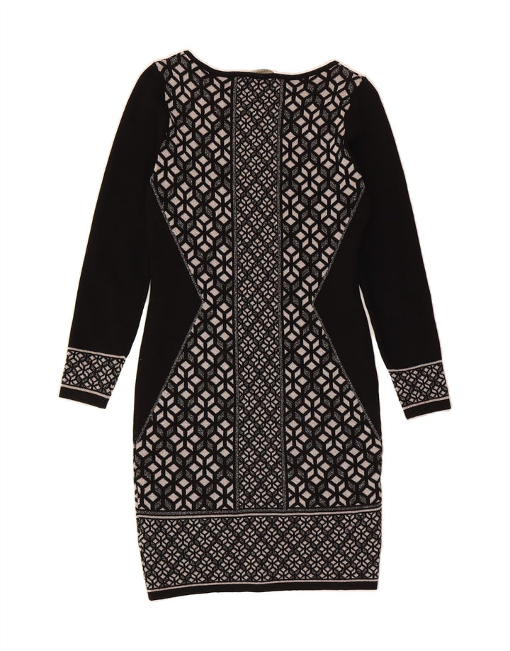OASIS Womens Jumper Dress UK 12 Medium Black Geometric Cotton Vintage Oasis and Second-Hand Oasis from Messina Hembry 