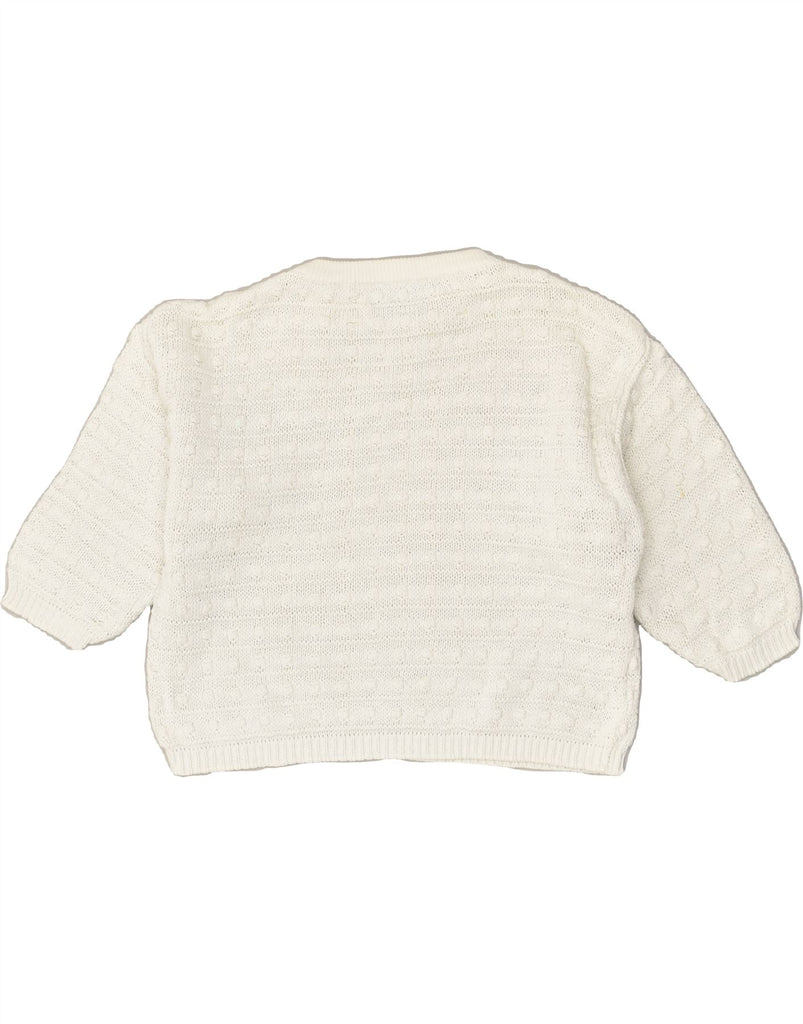 BENETTON Womens Crop 3/4 Sleeve Crew Neck Jumper Sweater IT 46 Large White | Vintage Benetton | Thrift | Second-Hand Benetton | Used Clothing | Messina Hembry 