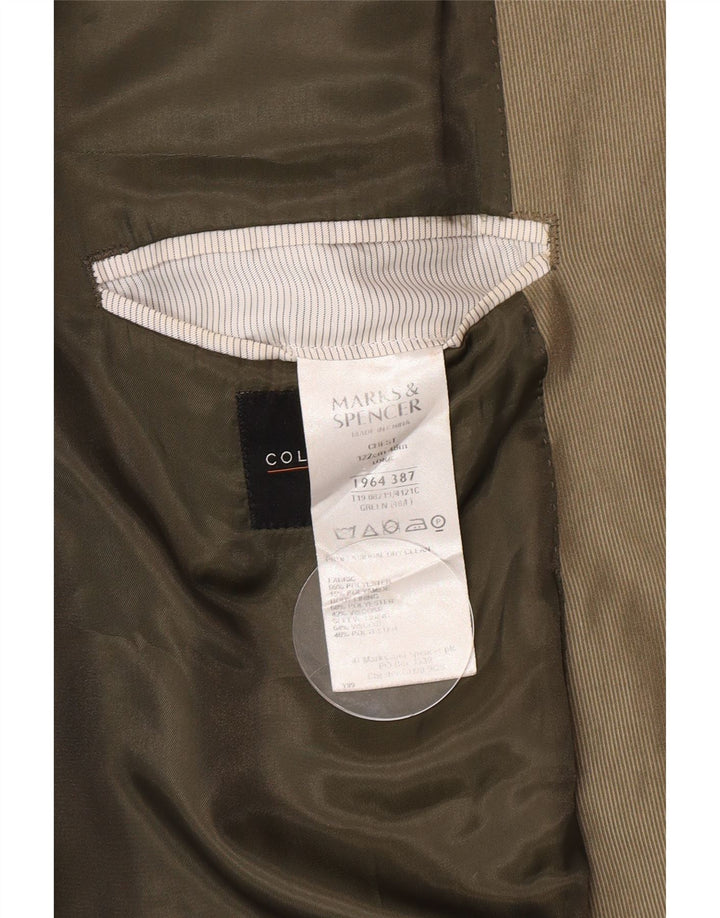 Marks & Spencer Mens Long 2 Button Blazer Jacket UK 48 2XL Green Polyester