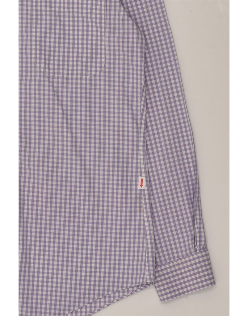 BROOKS BROTHERS Mens NON - IRON Shirt Small Purple Gingham Cotton | Vintage Brooks Brothers | Thrift | Second-Hand Brooks Brothers | Used Clothing | Messina Hembry 