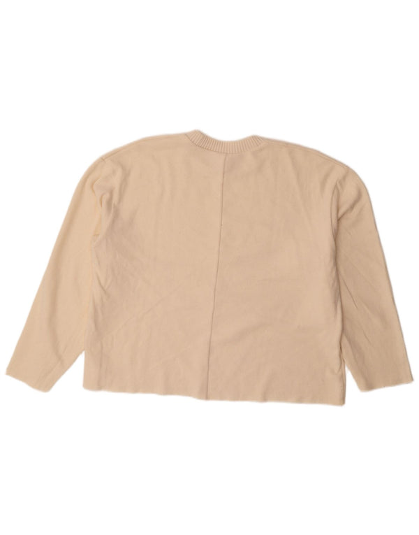 Zara Womens Oversized Crew Neck Jumper Sweater UK 16 Large Off White