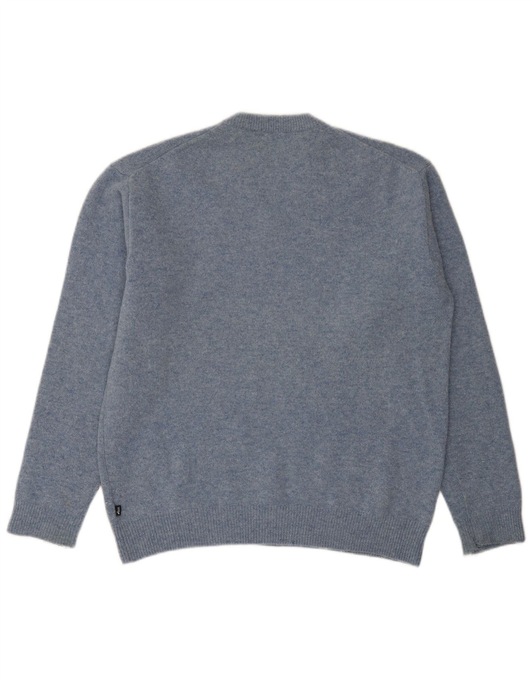 Asics Mens V-Neck Jumper Sweater Large Blue Lambswool