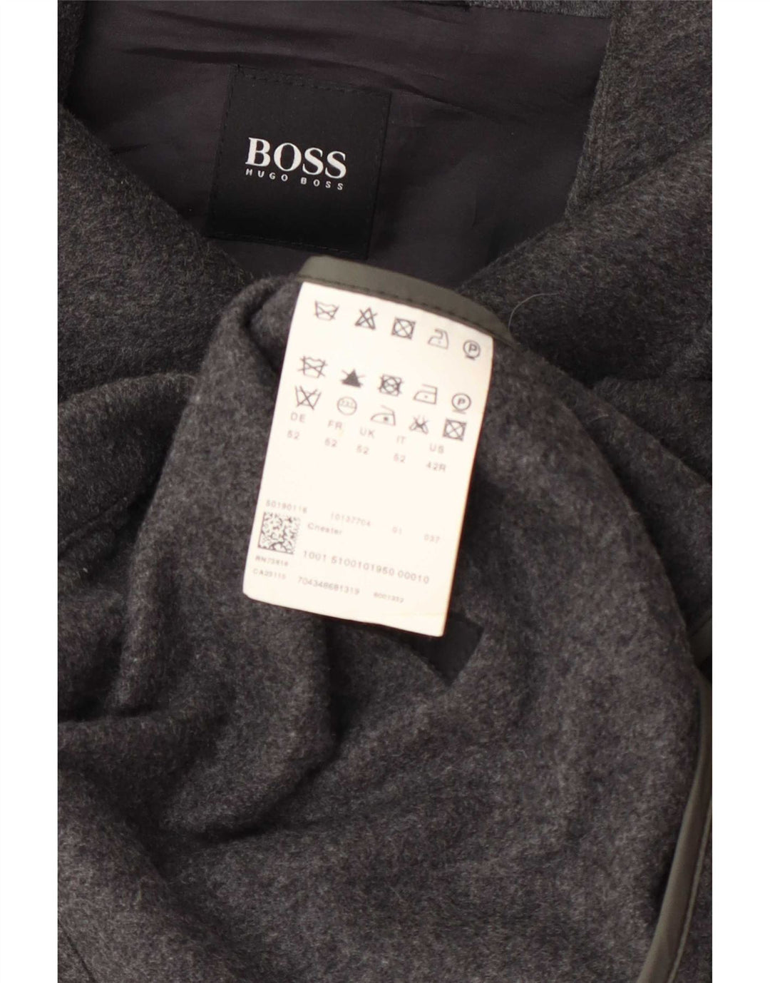 Hugo Boss Mens Overcoat IT 52 XL Grey Wool