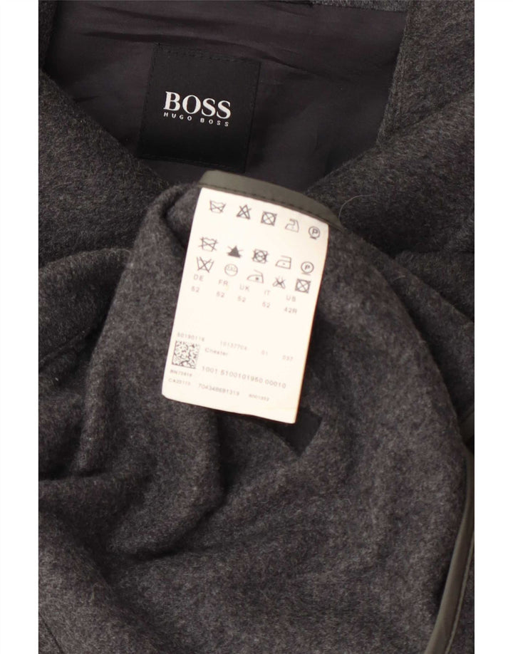 Hugo Boss Mens Overcoat IT 52 XL Grey Wool