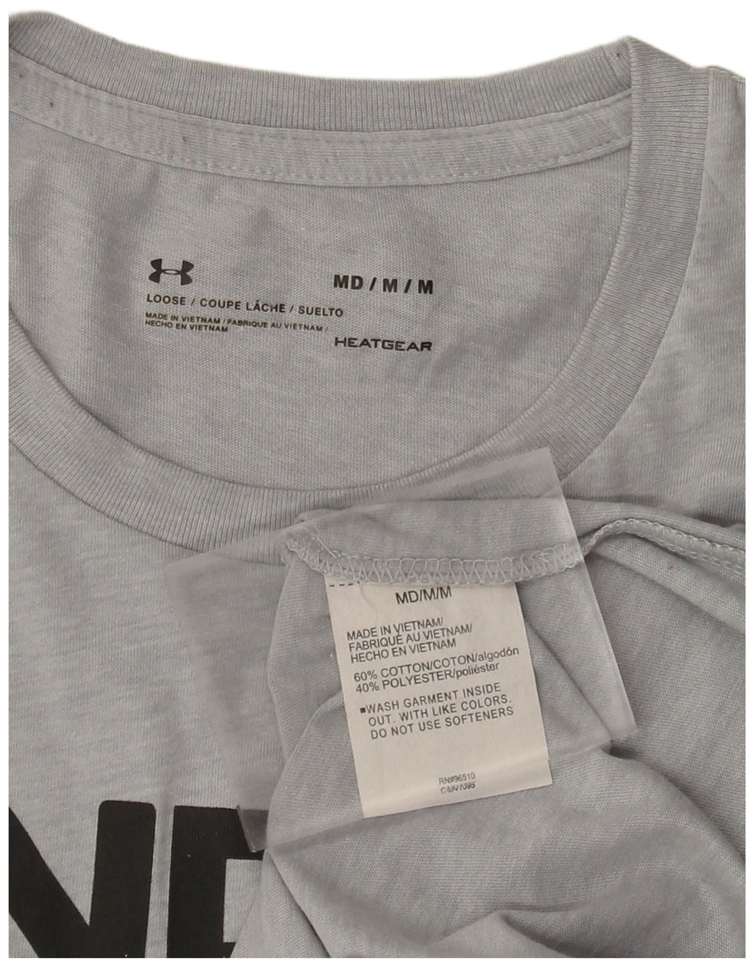 Under Armour Mens Heat Gear Graphic T-Shirt Top Medium Grey Flecked Cotton