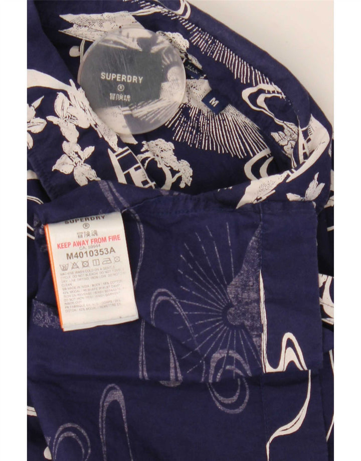 Superdry Mens Graphic Short Sleeve Shirt Medium Navy Blue Cotton