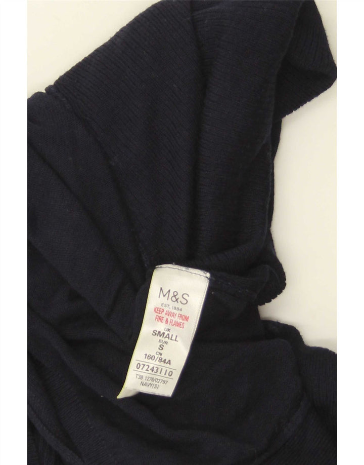 Marks & Spencer Womens Open Cardigan Sweater UK 10 Small Navy Blue Acrylic