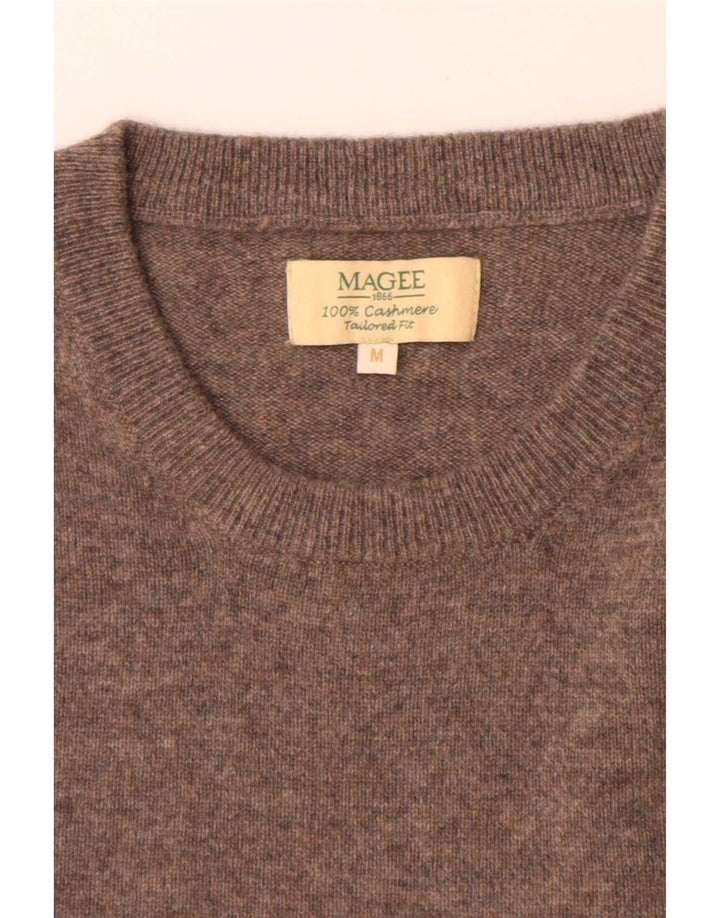 Magee Mens Crew Neck Jumper Sweater Medium Brown Flecked Cashmere