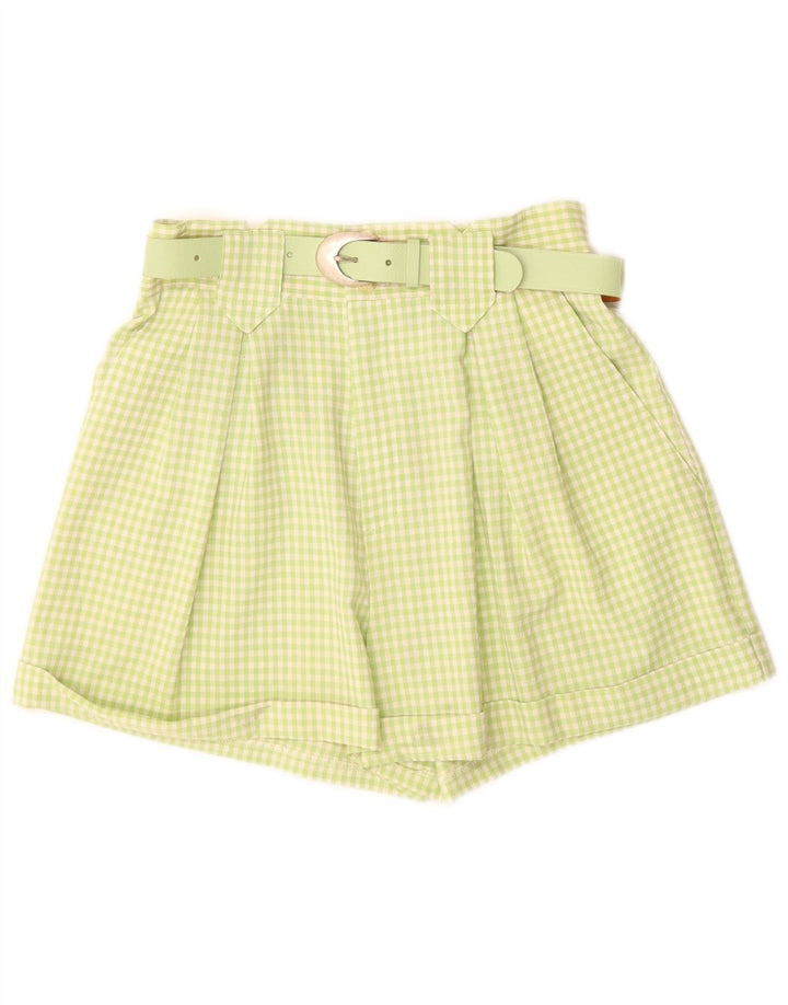 PIMKIE Womens High Waist Chino Shorts IT 44 Medium W26 Green Gingham