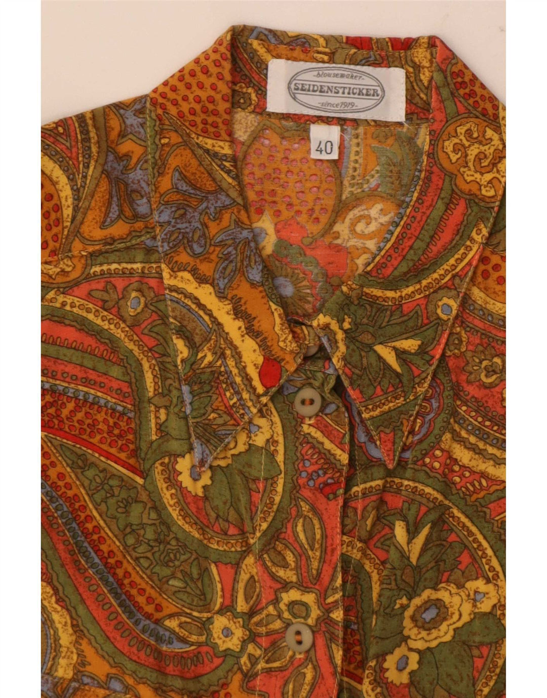 Vintage Womens Oversized Shirt EU 40 Medium Multicoloured Paisley