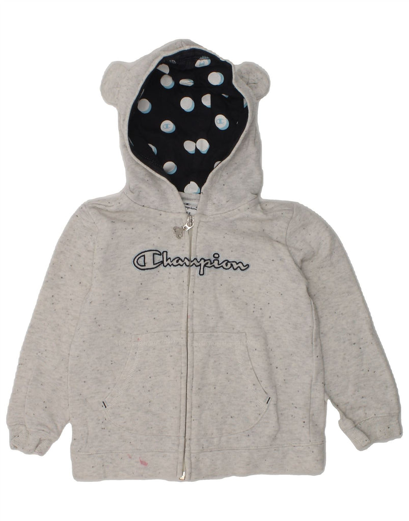 CHAMPION Girls Graphic Zip Hoodie Sweater 2-3 Years Large  Grey Cotton | Vintage Champion | Thrift | Second-Hand Champion | Used Clothing | Messina Hembry 