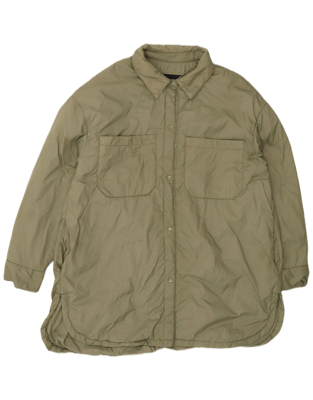 Zara Womens Oversized Windbreaker Coat UK 16 Large Khaki Polyamide