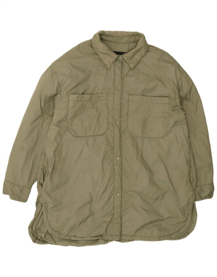 Zara Womens Oversized Windbreaker Coat UK 16 Large Khaki Polyamide