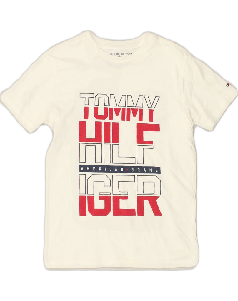 TOMMY HILFIGER Womens Graphic T-Shirt Top UK 8/10 Small White Cotton | Vintage Tommy Hilfiger | Thrift | Second-Hand Tommy Hilfiger | Used Clothing | Messina Hembry 