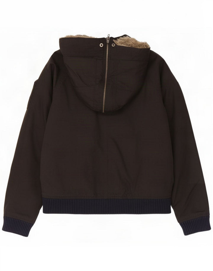 Woolrich Mens Hooded Bomber Jacket UK 40 Large Black Colourblock