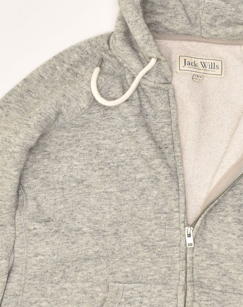 JACK WILLS Womens Zip Hoodie Sweater UK 8 Small Grey Flecked Cotton | Vintage Jack Wills | Thrift | Second-Hand Jack Wills | Used Clothing | Messina Hembry 