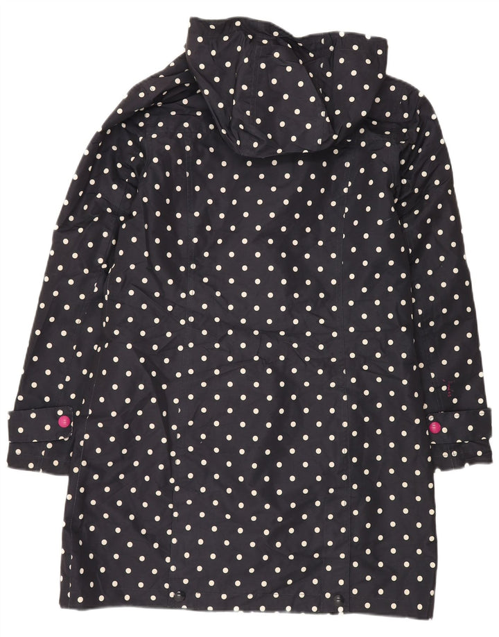 JOULES Womens Oversized Windbreaker Coat UK 10 Small Navy Blue Polka Dot