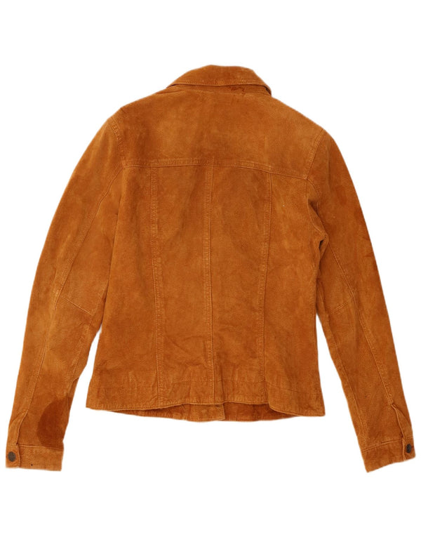 Vintage Womens Suede Jacket EU 36 Small Beige Leather
