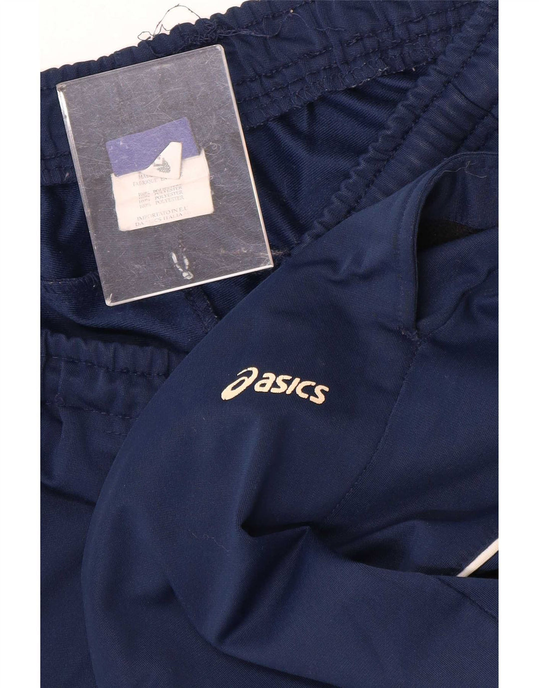 Asics Mens Crop Tracksuit Trousers Large Navy Blue Polyester