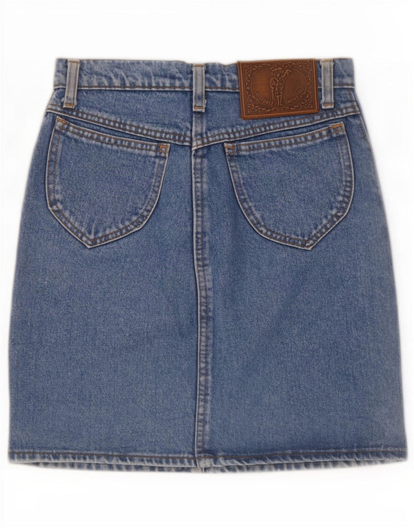 Vintage Womens High Waist Denim Skirt W26 Small Blue Cotton