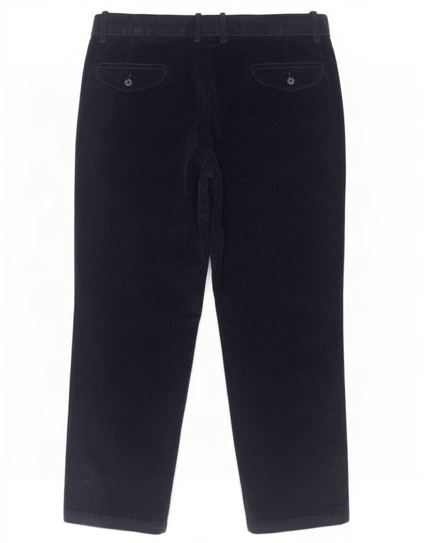 Marks & Spencer Mens Straight Corduroy Trousers W38 L29 Navy Blue Cotton