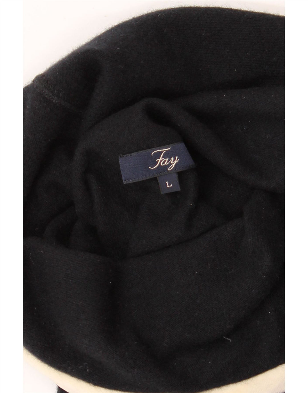Fay Womens Roll Neck Jumper Sweater UK 14 Large Navy Blue Colourblock