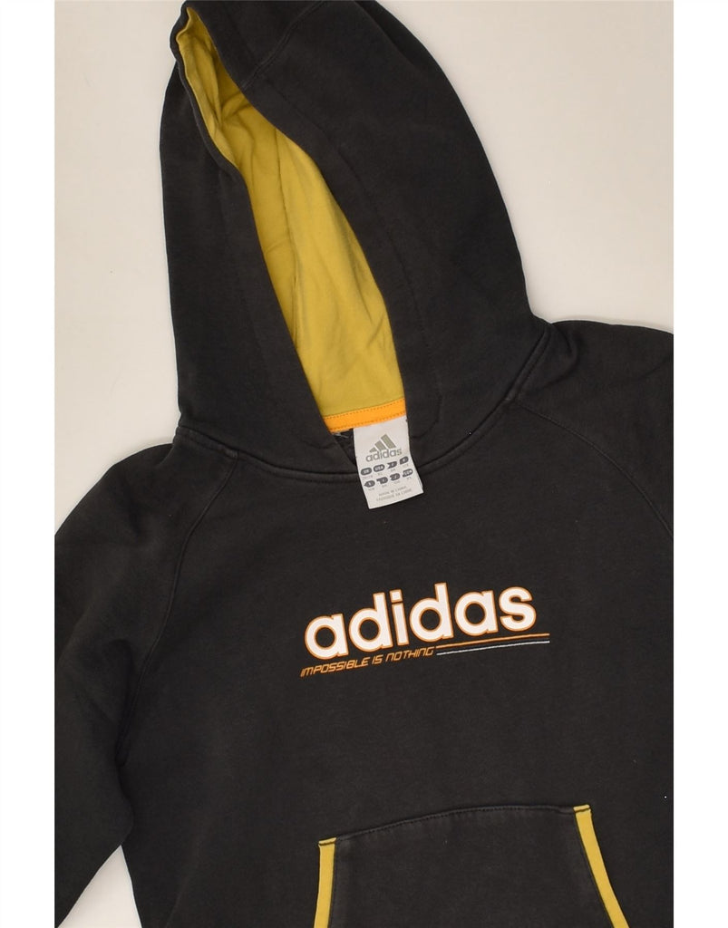 ADIDAS Boys Graphic Hoodie Jumper 7-8 Years Black Cotton | Vintage Adidas | Thrift | Second-Hand Adidas | Used Clothing | Messina Hembry 