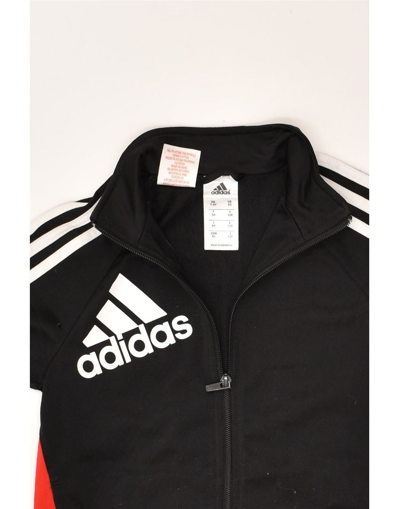 ADIDAS Boys Graphic Tracksuit Top Jacket 7-8 Years  Black Colourblock | Vintage Adidas | Thrift | Second-Hand Adidas | Used Clothing | Messina Hembry 