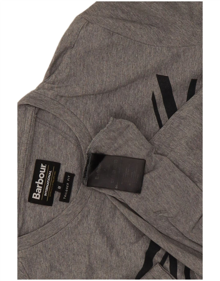 Barbour Mens Tailored Fit Graphic T-Shirt Top Medium Grey Flecked Cotton