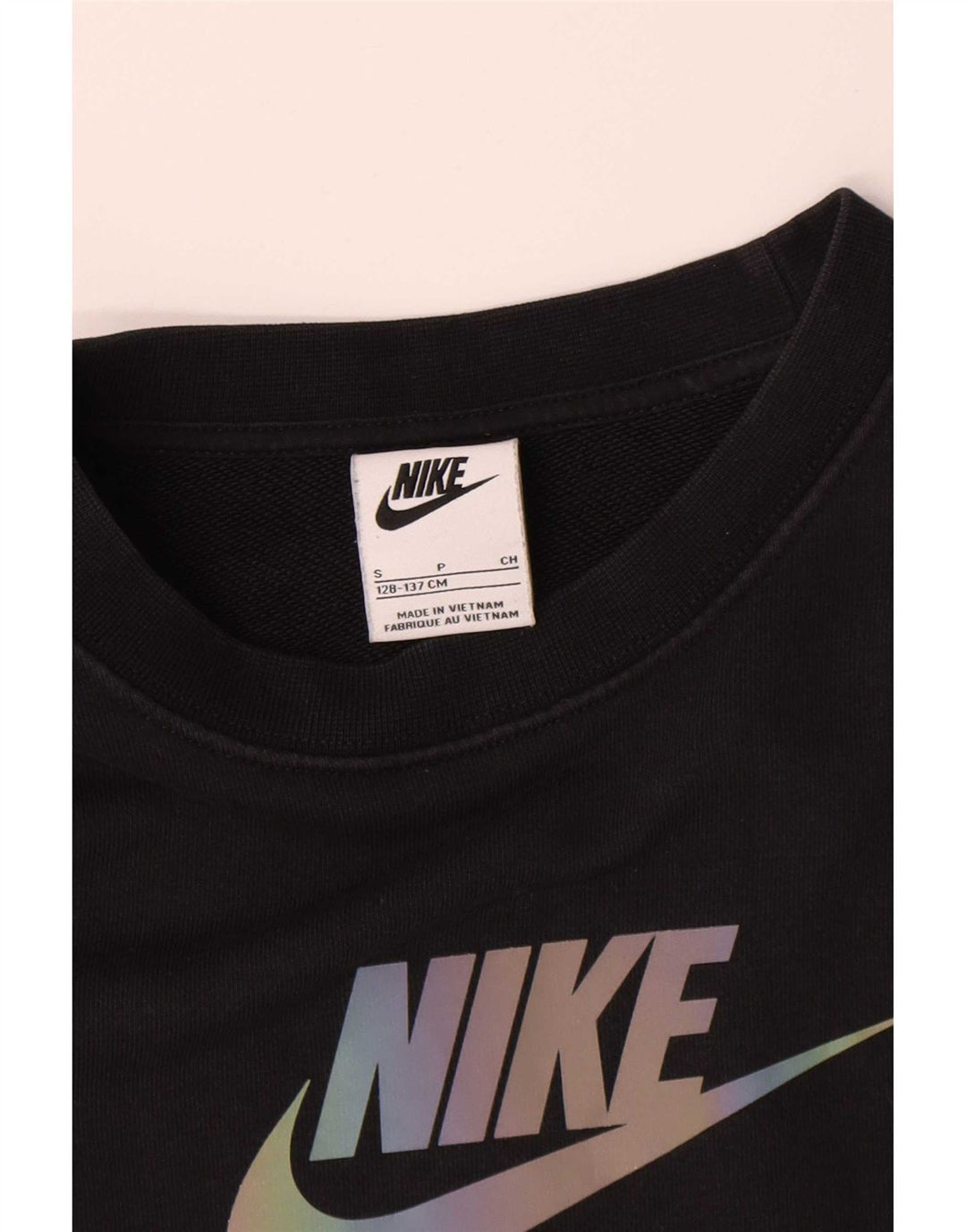 Nike Boys Graphic Sweatshirt Jumper 8-9 Years Small Black Colourblock