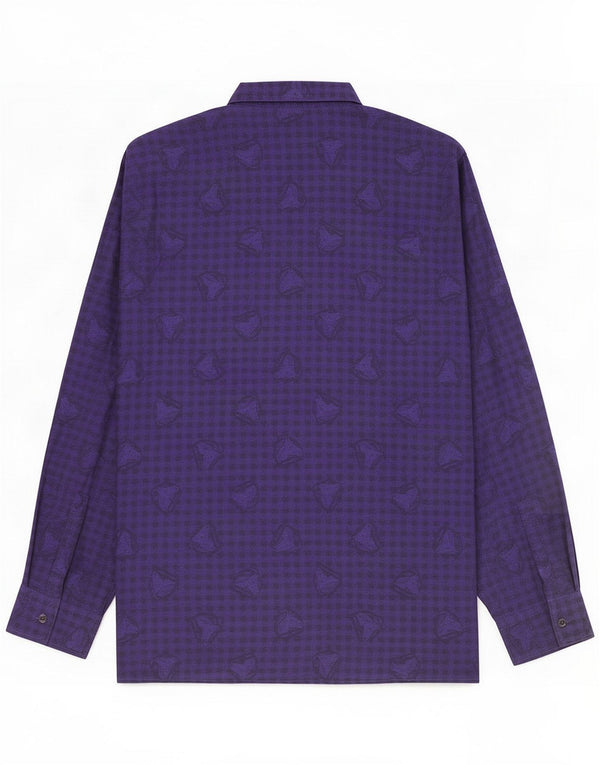 Carrel Mens Shirt Medium Purple Gingham Cotton