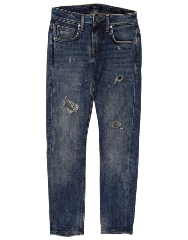 Guess Womens Los Angeles Distressed Skinny Jeans W29 L28 Blue Polyester