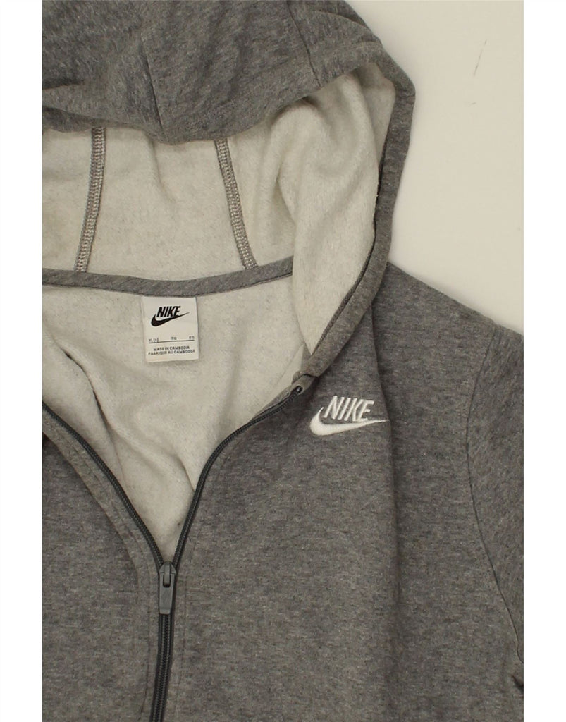 NIKE Boys Zip Hoodie Sweater 13-14 Years XL Grey Cotton Vintage Nike and Second-Hand Nike from Messina Hembry 