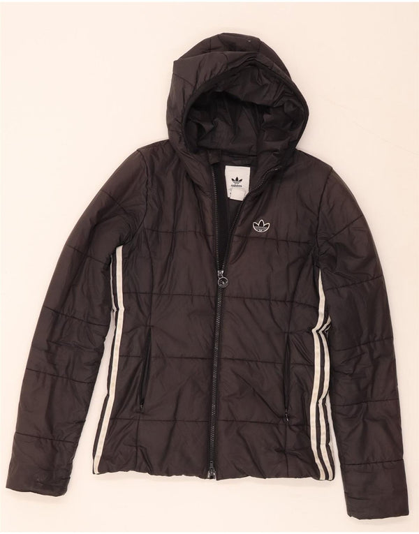 Adidas Womens Primegreen Hooded Padded Jacket UK 6 XS Black Polyester