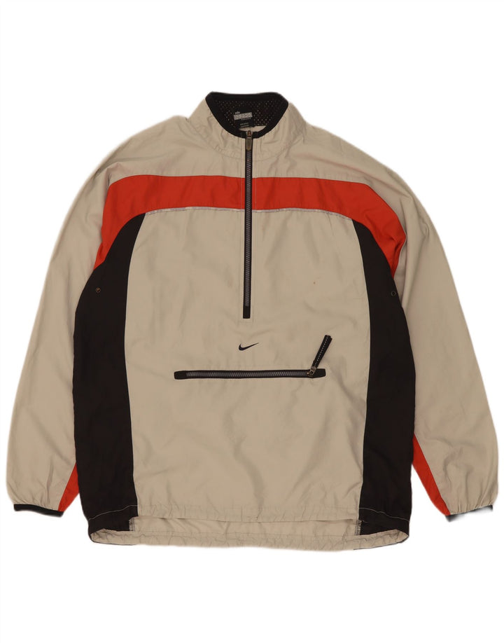 Nike Womens Pullover Tracksuit Top US 12/14 Large Beige Colourblock