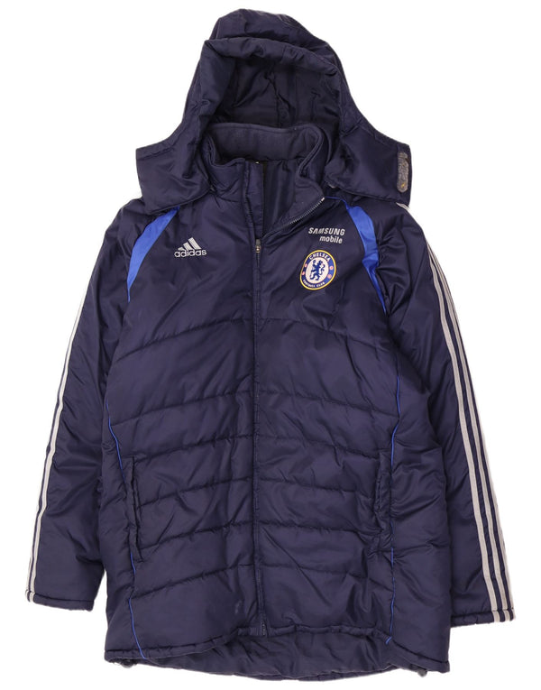 Adidas Mens Chelsea FC Hooded Padded Jacket UK 46/48 XL Navy Blue Nylon