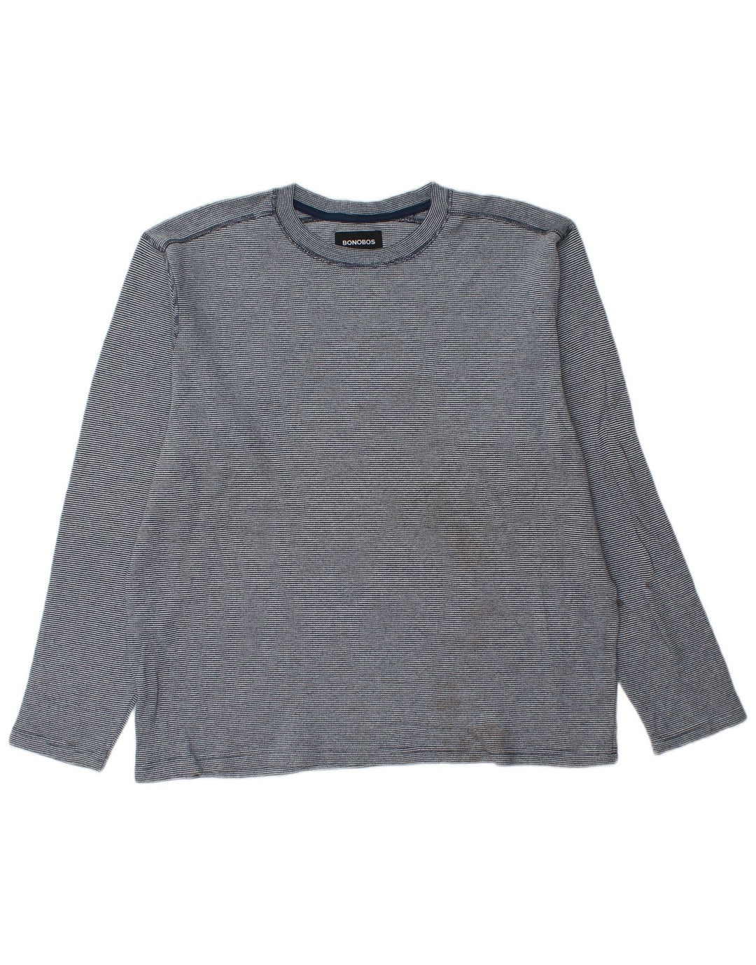 BONOBOS Mens Top Long Sleeve XL Blue Pinstripe Cotton