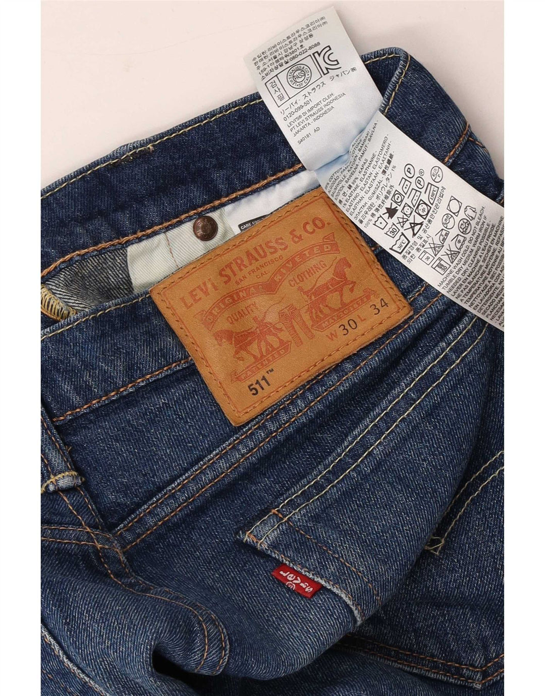 Levi's Mens 511 Slim Jeans W30 L34 Blue Cotton