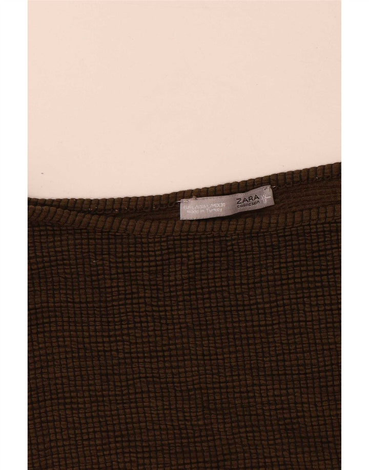 Zara Womens Oversized Top 3/4 Sleeve UK 16 Large Brown