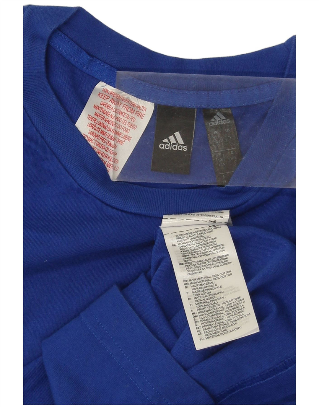 ADIDAS Boys T-Shirt Top 13-14 Years Blue Cotton