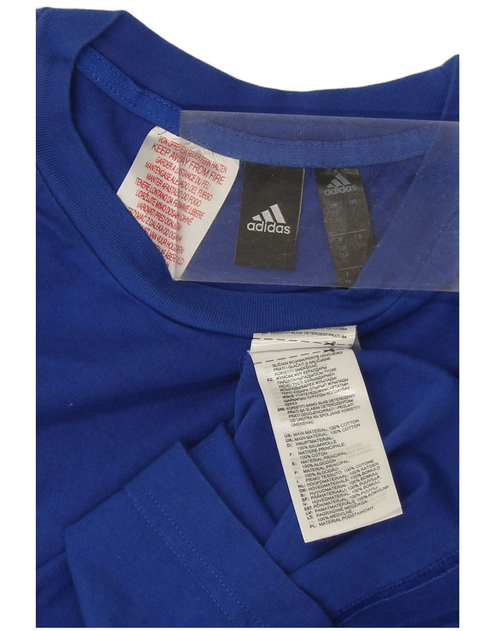 ADIDAS Boys T-Shirt Top 13-14 Years Blue Cotton