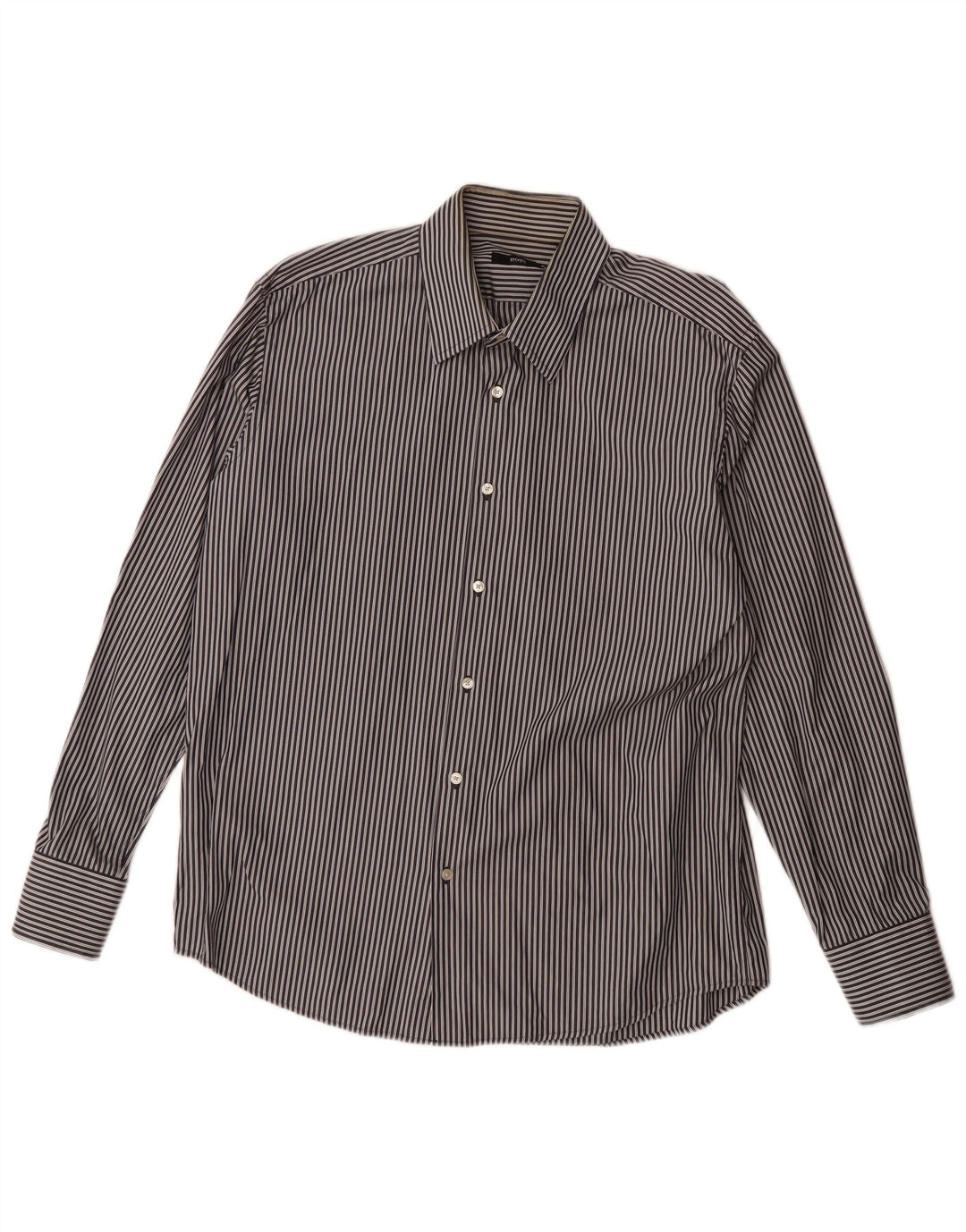 Hugo Boss Mens Shirt Size 43 17 XL Navy Blue Striped