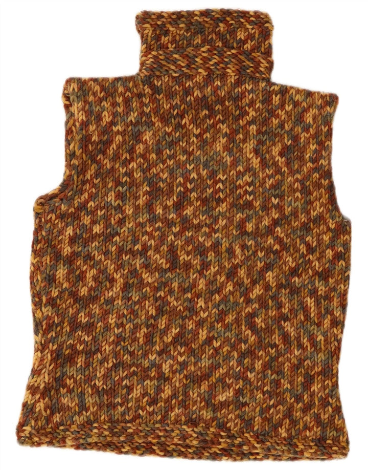Vintage Womens Roll Neck Vest Tank Top UK 12 Medium Multicoloured Flecked