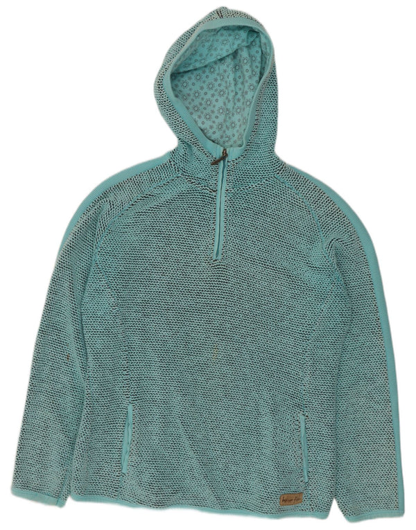 Weird Fish Womens Zip Neck Hoodie Jumper UK 14 Medium Turquoise Flecked
