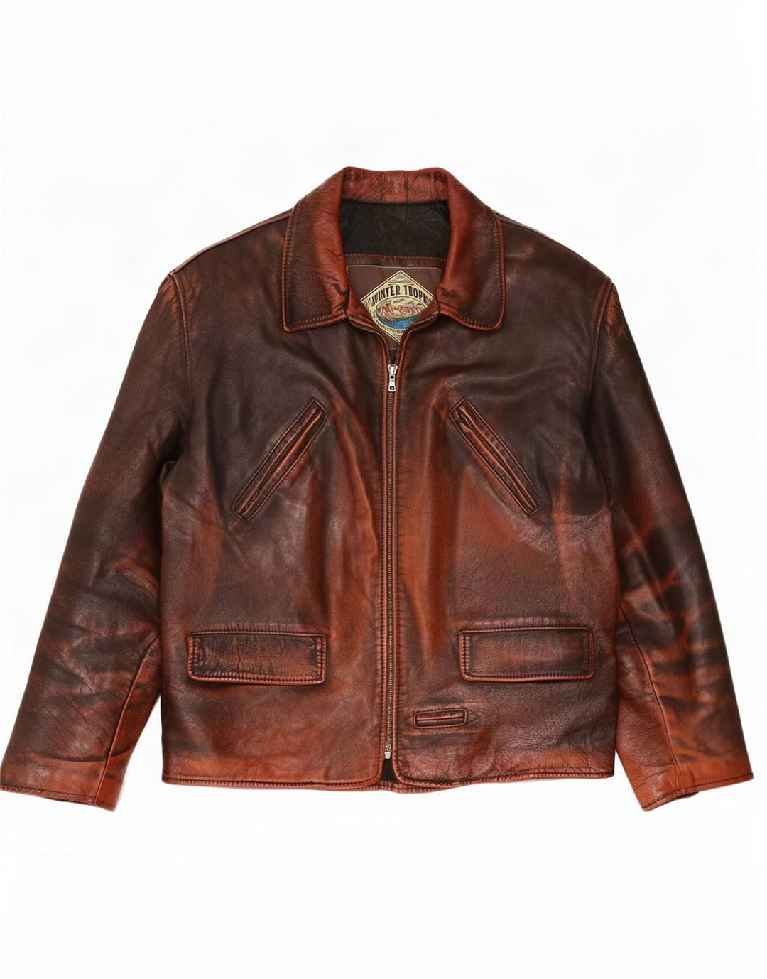 Vintage Mens Leather Jacket UK 36 Small Brown
