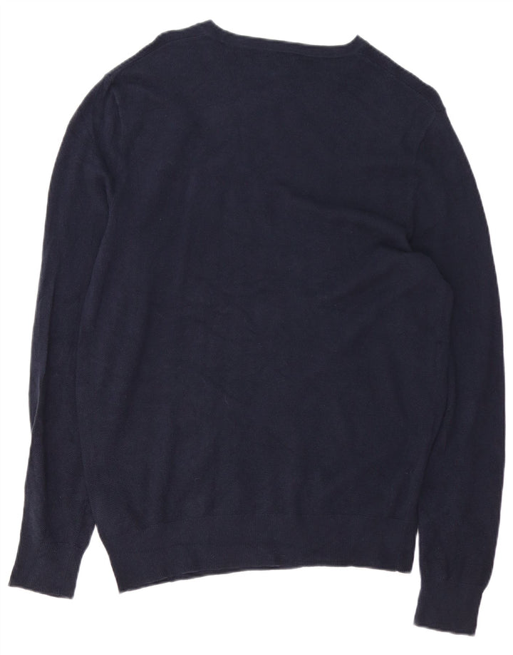 J. CREW Mens Boat Neck Jumper Sweater Medium Navy Blue Cotton