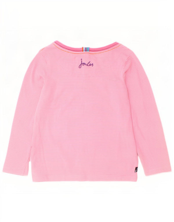 Joules Girls Graphic Top Long Sleeve 2-3 Years Pink Pinstripe Cotton