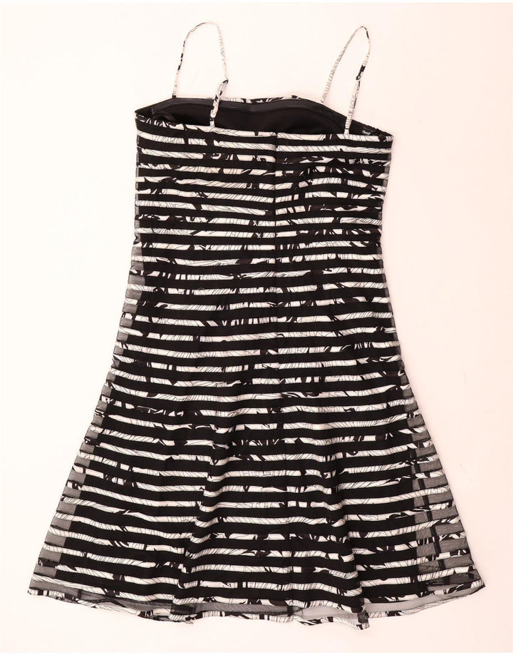 FRANK LYMAN Womens Slip Dress UK 14 Medium Black Striped Polyester